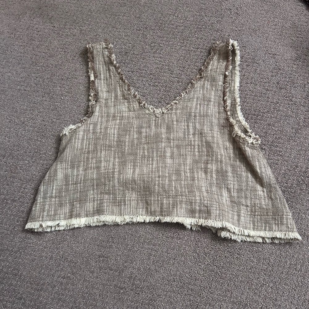 Urban Outfitters Cream and Gray Relaxed Crop Tank